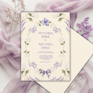 Invitación Hortensias Blancas Floral Morado Elegante
