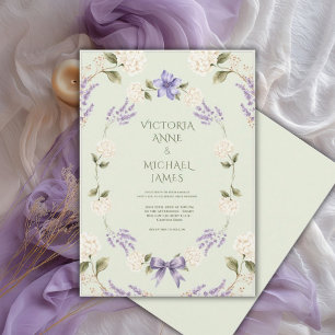 Invitación Hortensias Blancas Floral Purple Elegante
