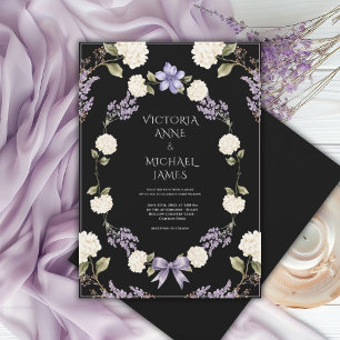Invitación Hortensias Blancas Floral Púrpura Elegante