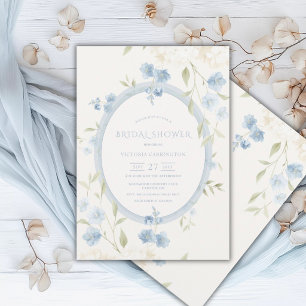 Invitación Hortensias blancas florales azules para una elegan
