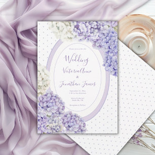 Invitación Hortensias Blancas Moradas Boda de Lunares