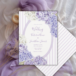 Invitación Hortensias Blancas Moradas Bodas de Raya Floral