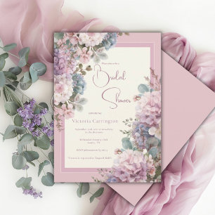 Invitación Hortensias Moradas Elegante Despedida de Soltera