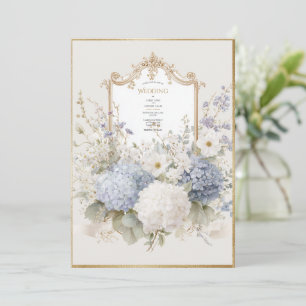 Invitación Hortensias Moradas Elegantes Boda Vintage