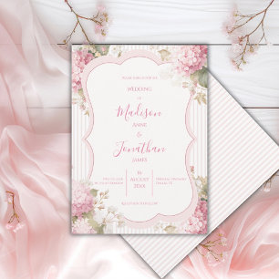 Invitación Hortensias rosadas boda vintage elegante