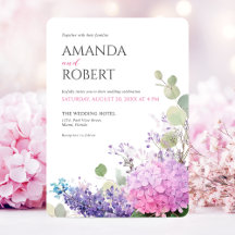 Hortensias rosadas Flores acuarela Elegante boda