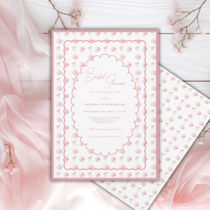 Invitación Hortensias rosadas y cintas Elegante ducha de novi