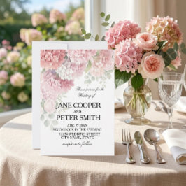 Invitación  Hortensias y rosas colores pastel