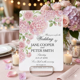 Invitación Hortensias y rosas rosadas pastel Presupuesto Boda