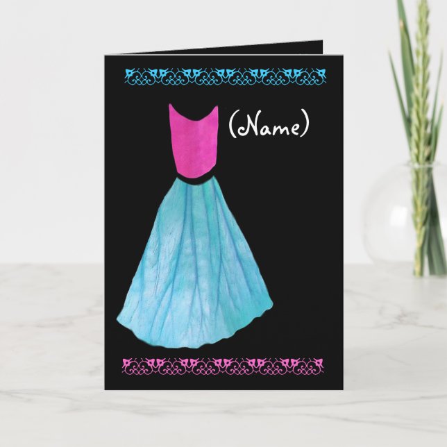 Invitación HOSTESS Invitation PINK & BLUE Gown (Anverso)