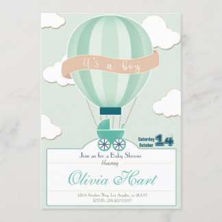 Invitación Hot Air Ballon Baby Shower Invitation (It´s a boy)