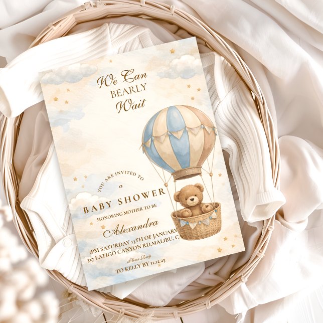 Invitación Hot Air Balloon Teddy Bear Baby Shower (Subido por el creador)