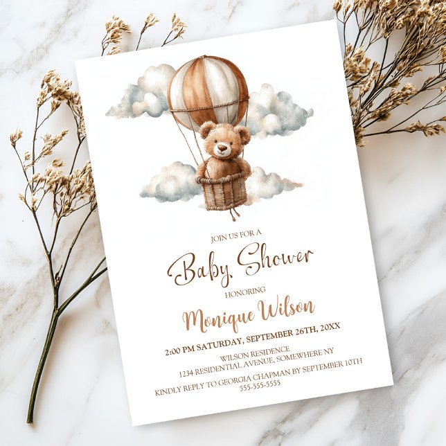Invitación Hot Air Balloon Teddy Bear Baby Shower (Subido por el creador)