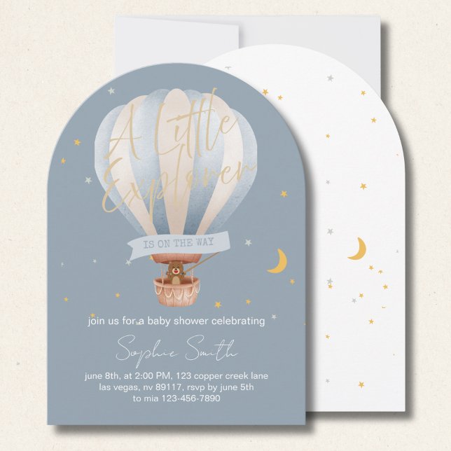 Invitación Hot Air Balloon Whimsical Cute Teddy Bear Arch (Subido por el creador)