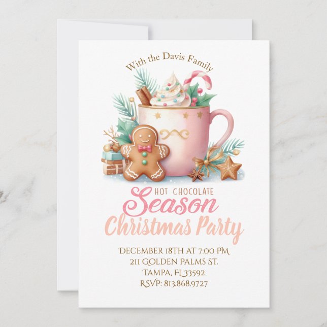 Invitación Hot Chocolate Christmas Season Party Invitation  (Anverso)