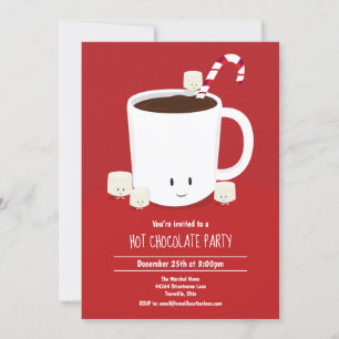 Invitación Hot Chocolate Hot Cocoa Christmas Party Cartoon