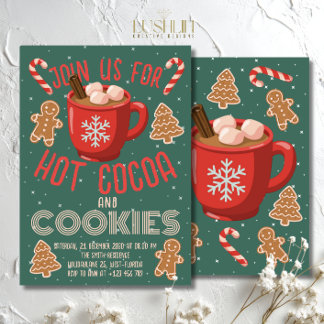 Invitación Hot Cocoa & Cookies Holiday Invitation | Christmas