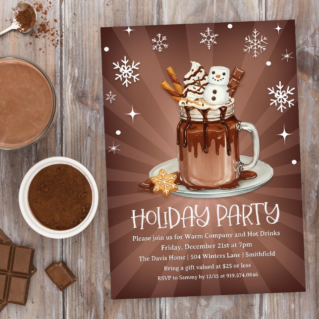 Invitación Hot Cocoa Holiday Party with Snowman Marshmallow (Subido por el creador)