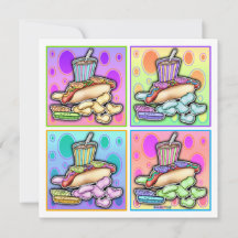 Invitación - Hot Dog de Pop Art con Patatas Fritas