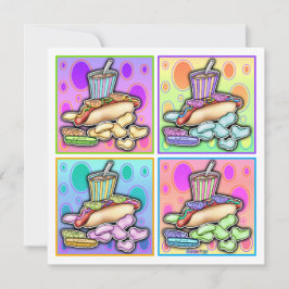 Invitación - Hot Dog de Pop Art con Patatas Fritas