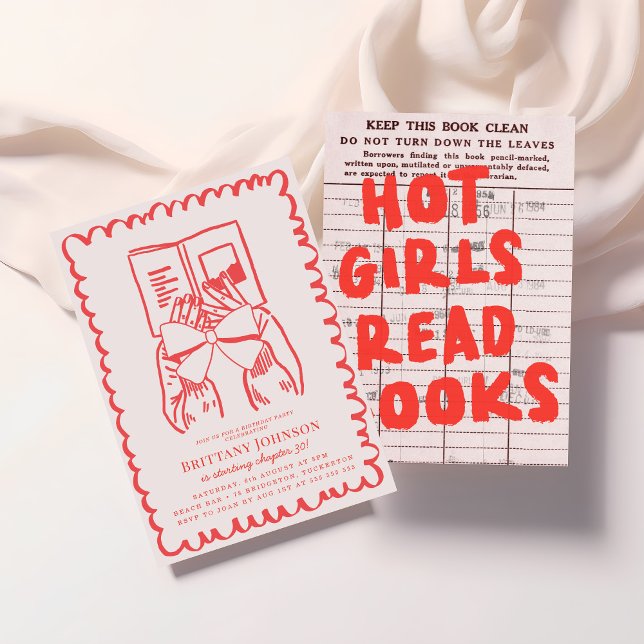 Invitación Hot Girls Read Books Literary Birthday Party (Subido por el creador)