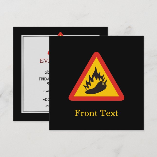 Invitación Hot Pepper Danger Sign (Anverso / Reverso)