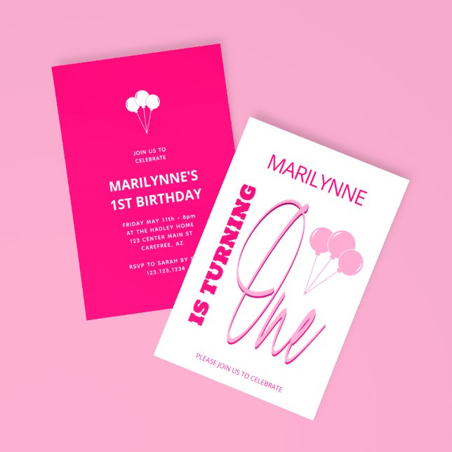 Invitación Hot Pink 1Turning One Birday (Subido por el creador)