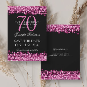 Invitación Hot Pink 70th Birthday Save the Date