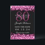 Invitación Hot Pink 80th Birthday Guardar la fecha con detall<br><div class="desc">Elegante diseño "80th Birthday Party" con luces de cadena de color rosado caliente y nombre personalizado y texto de detalles. Fácil de usar y fácil de personalizar. ¡No te quedes sin el tuyo!</div>