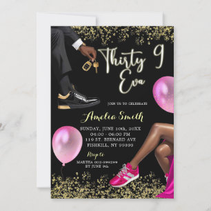 Invitación Hot Pink and Gold Sneaker Ball 39 Cumpleaños