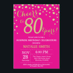 Invitación Hot Pink and Gold Surprise 80th Birthday Diamond<br><div class="desc">Sorpresa Invitación de cumpleaños 80 con fondo de diamante Purpurina rosado caliente y dorado. confetti de efecto metalizado dorado. Cumpleaños de adultos. Cumpleaños de hombres o mujeres. Para una mayor personalización,  haga clic en el botón "Personalizar" y utilice nuestra herramienta de diseño para modificar esta plantilla.</div>