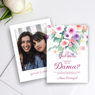 Invitación Hot Pink Charming Delicate Wildflowers Quinceañera
