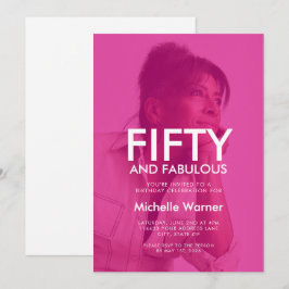Invitación Hot Pink Fifty and Fabulous 50th Birthday Photo