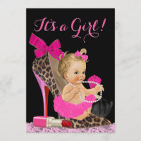 Hot Pink Leopard High Heel Shoe Baby Shower