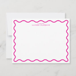 Invitación Hot Pink Modern Wavy Border Note Card