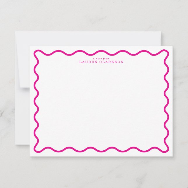 Invitación Hot Pink Modern Wavy Border Note Card (Anverso)
