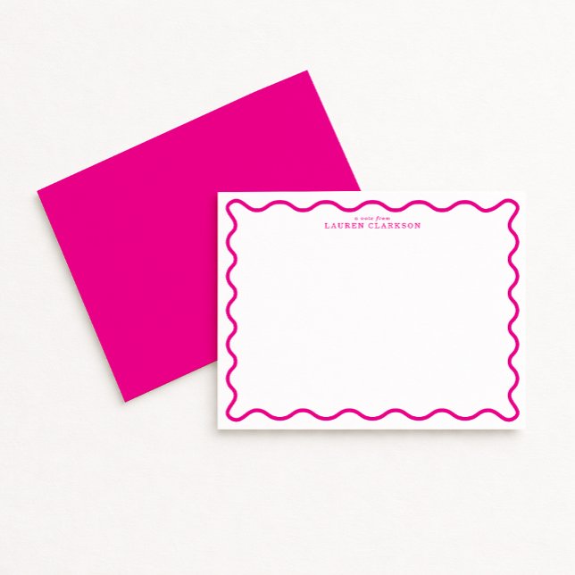 Invitación Hot Pink Modern Wavy Border Note Card (Subido por el creador)
