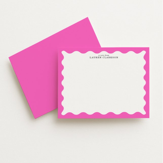 Invitación Hot Pink Wavy Frame Note Card (Subido por el creador)