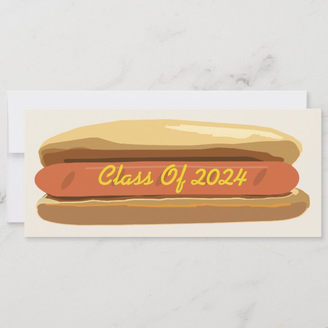 Invitación Hotdog de graduación con clase de mostaza de 2024 (Anverso)