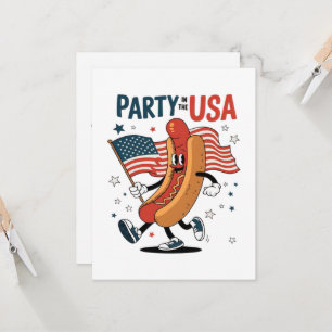 Invitación Hotdog fuegos artificiales Día de la Independencia