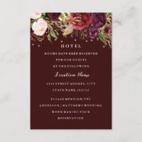 Hotel Burgundy Gold Confetti Floral Fall Wedding