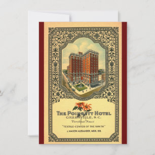 Invitación Hotel Poinsett Greenville SC Vintage
