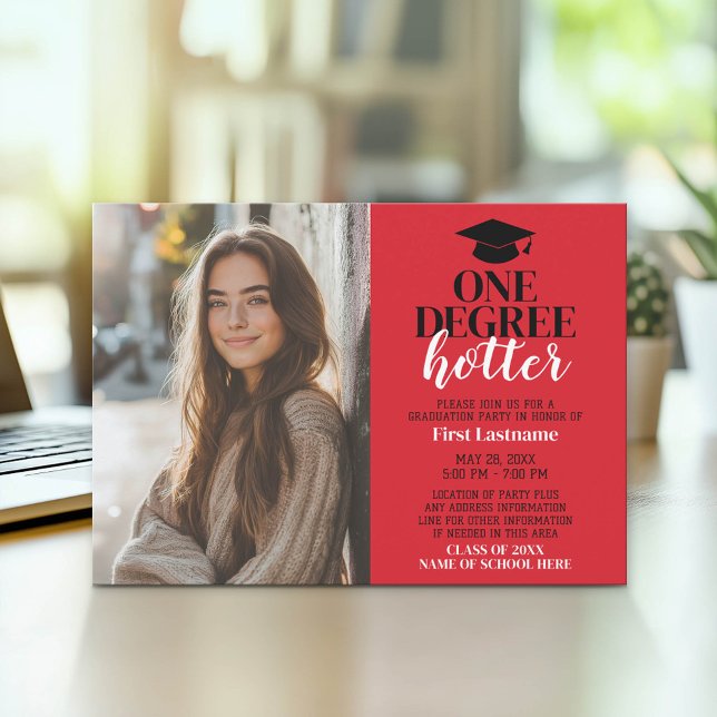 Invitación Hotter de un grado - Foto de graduación - Fiesta d (Graduation Party Invitation with Photo)