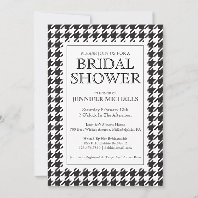 Invitación Houndstoth Bridal Shower (Anverso)