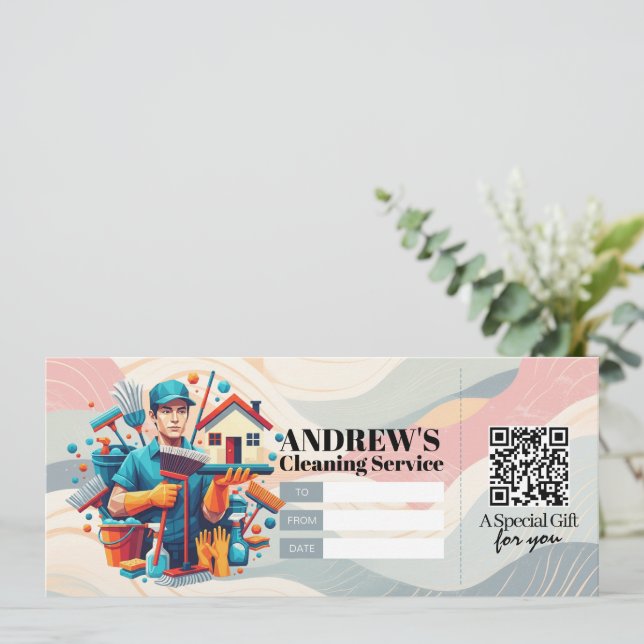 Invitación House Cleaning Services Gift Certificate Voucher (Anverso de pie)