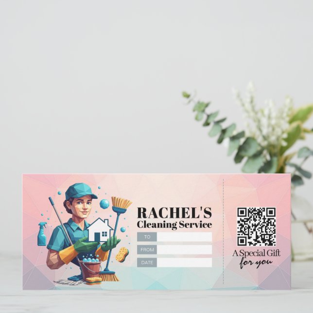 Invitación House Cleaning Services Gift Certificate Voucher (Anverso de pie)