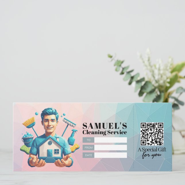 Invitación House Cleaning Services Gift Certificate Voucher (Anverso de pie)