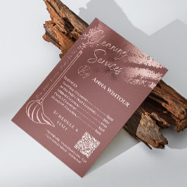 Invitación House Keing Maid Price Rosa Gold Rubor Qr Code