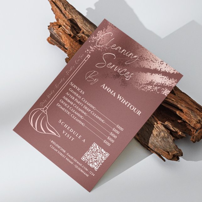 Invitación House Keing Maid Price Rosa Gold Rubor Qr Code (House Keeping Maid Price Rose Gold Blush Qr Code Invitation)