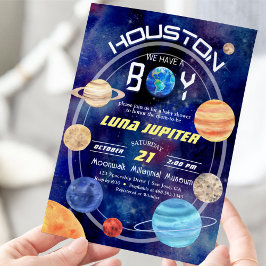 Invitación Houston tenemos a un niño planetas espaciales Baby